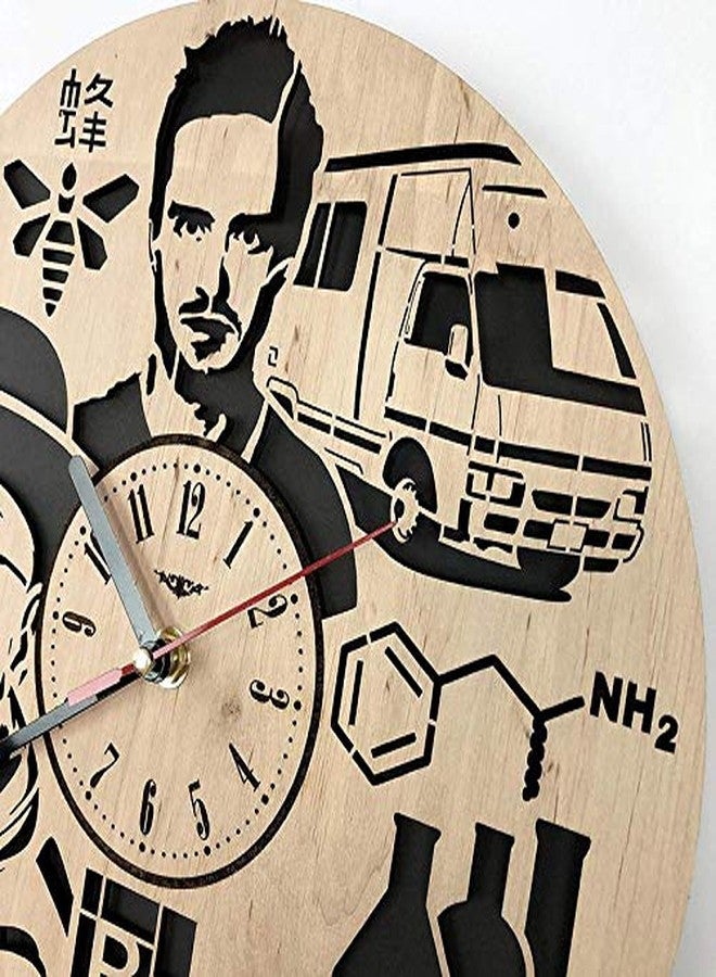 NABSTER Breaking Bad Wall Clock Made of Eco Friendly Wood - Unique Rakhi Gift Idea and Home Decor - Great for Living Room Kitchen Bedroom - Silent Quartz Movement - Image 5