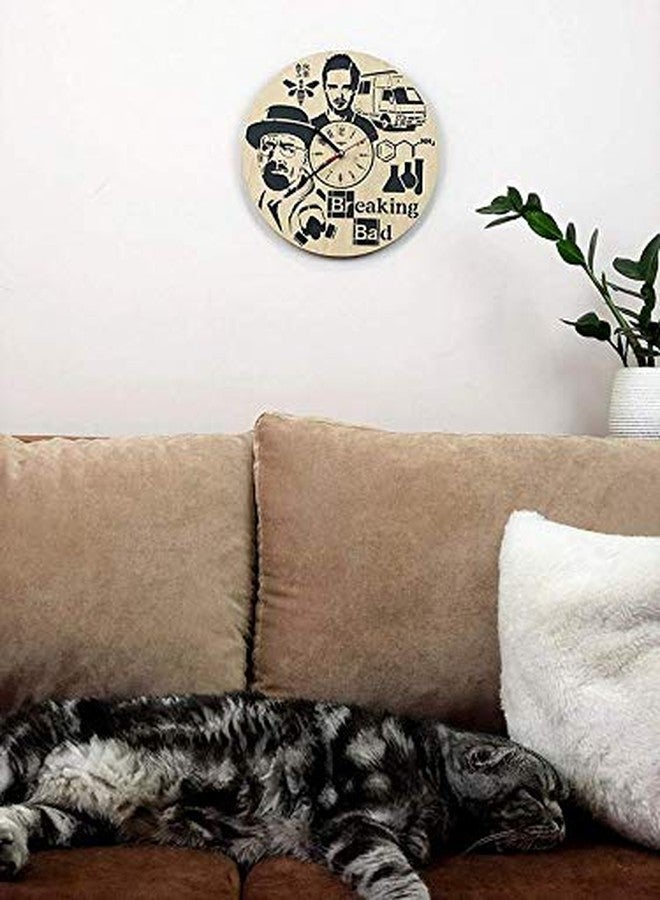 NABSTER Breaking Bad Wall Clock Made of Eco Friendly Wood - Unique Rakhi Gift Idea and Home Decor - Great for Living Room Kitchen Bedroom - Silent Quartz Movement - Image 4
