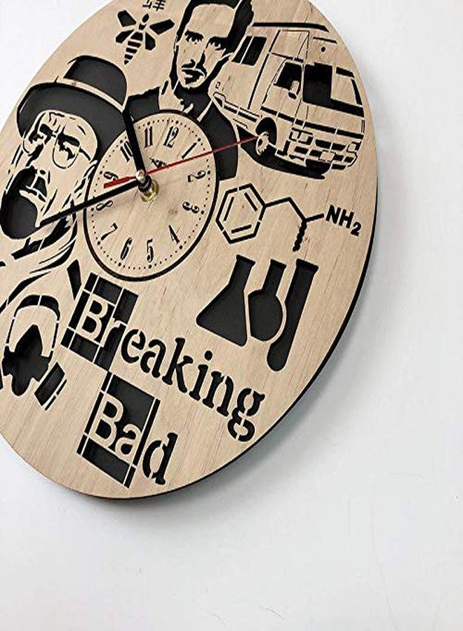 NABSTER Breaking Bad Wall Clock Made of Eco Friendly Wood - Unique Rakhi Gift Idea and Home Decor - Great for Living Room Kitchen Bedroom - Silent Quartz Movement - Image 2