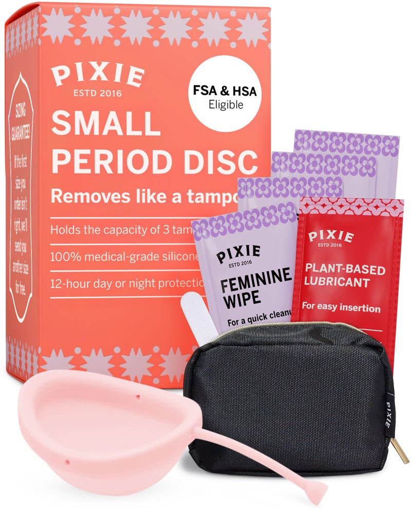 Pixie Menstrual Disc for Feminine Care Ranked 1 for Best Tampon Alternative Period Disc 100 MedicalGrade Silicone Removes Like a Tampon Wear 12 Hours Capacity of 3 Tampons Small