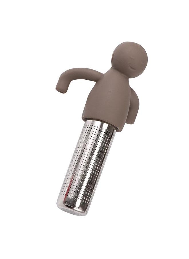 Thoraya - Silicone Loose Leaf Tea Strainer 304 Stainless Steel Detachable Cute Doll Handle Tea Filter Infuser Dark Gray - Image 1