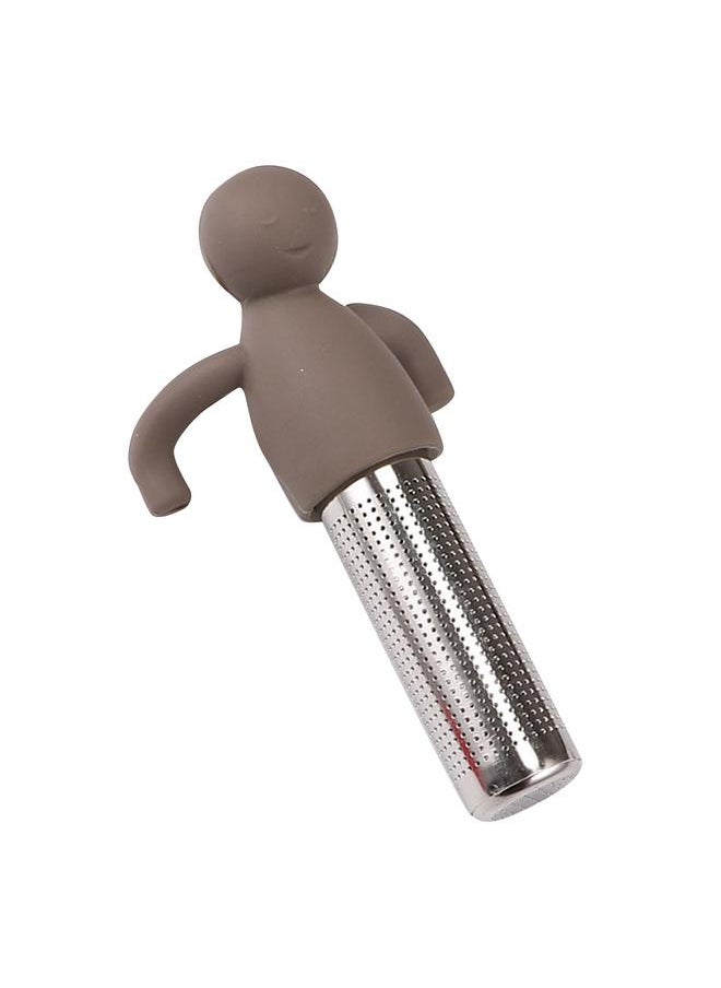 Thoraya - Silicone Loose Leaf Tea Strainer 304 Stainless Steel Detachable Cute Doll Handle Tea Filter Infuser Dark Gray - Image 1