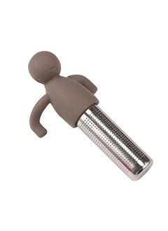Silicone Loose Leaf Tea Strainer 304 Stainless Steel Detachable Cute Doll Handle Tea Filter Infuser Dark Gray