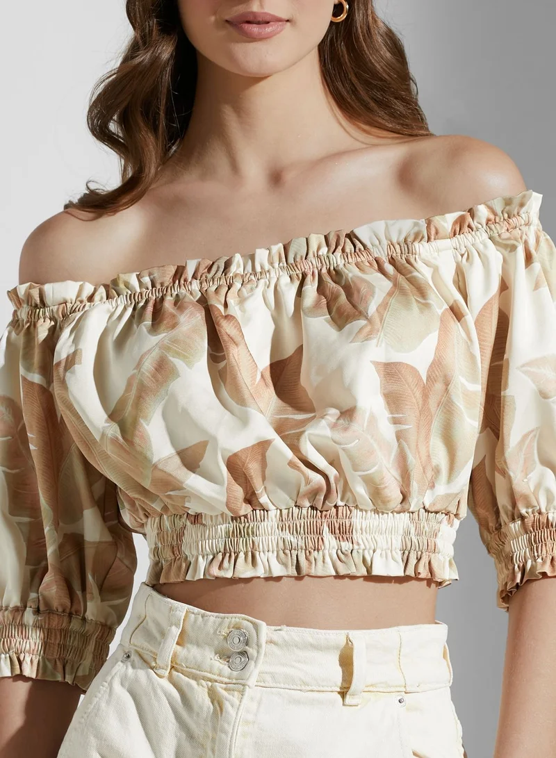 Keepsake Bardot Printed Crop Top