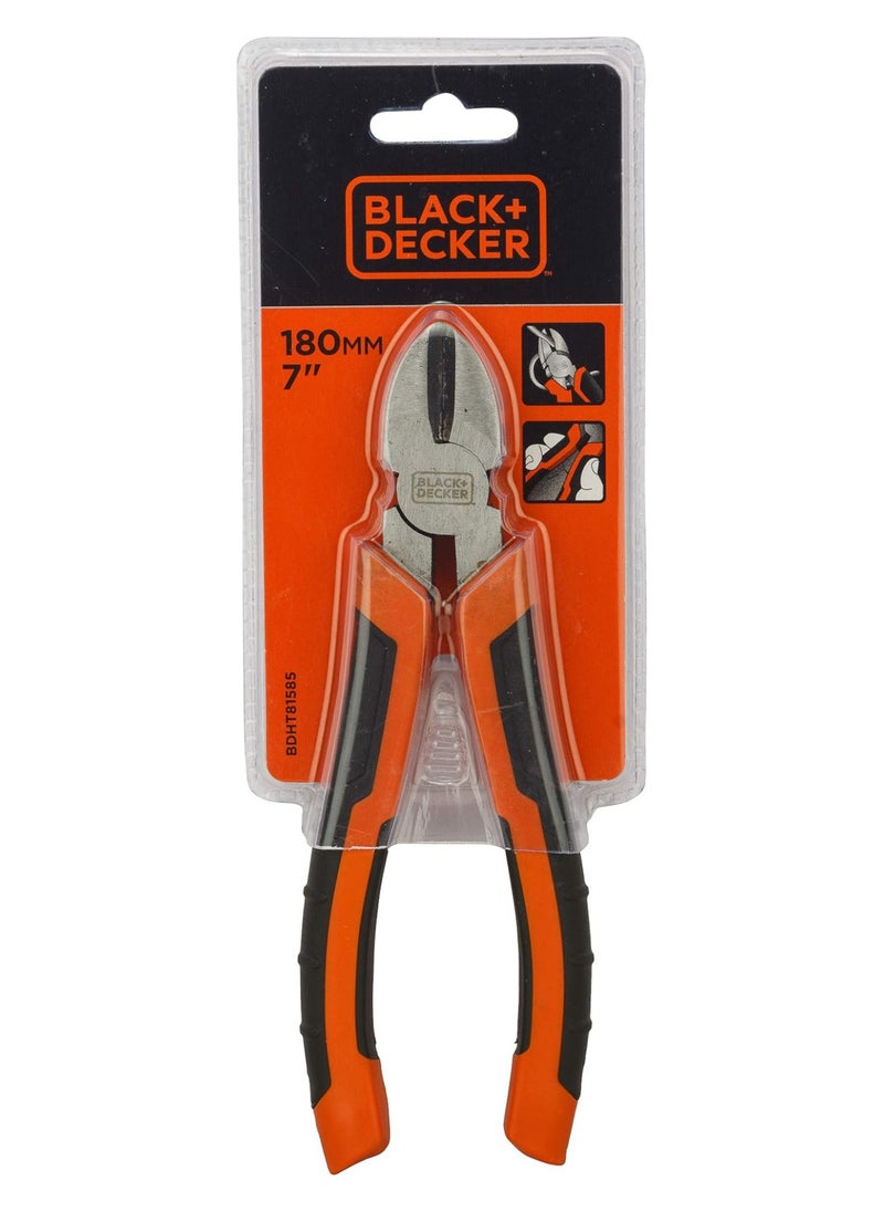BLACK+DECKER Black+Decker 180mm Bimaterial Steel Diagonal Cutting Pliers For Gripping, Twisting, Bending and cutting Wire. - BDHT81585  - Image 1