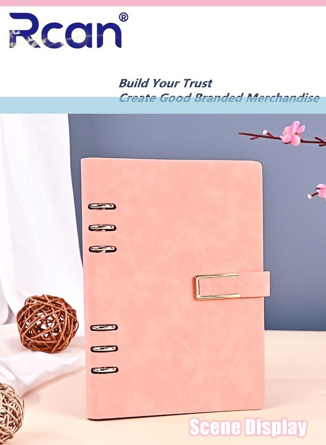 ركان دفتر ملاحظات من جلد البولي يوريثان A5 غلاف ناعم غلاف ورقي عادي دفتر يوميات السفر مع مشبك مغناطيسي سميك قابل للفصل مبطن لسجل الاجتماع مناسب للأعمال المكتبية والمدرسية والكتابة العائلية - Image 3