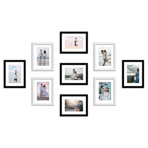 Stuthi Arts Wall-Mounted Photo Frame Set, Multiple Frames for Family Memories, Set of 9 Picture Frames, 6X8 inch (White & Black) - Image 3