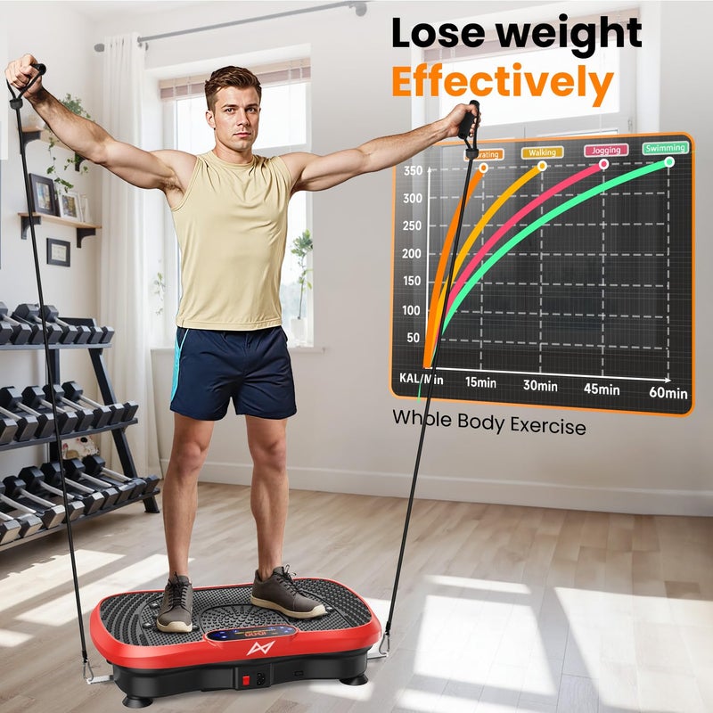 AXV Vibration Plate Fitness Platform Exercise Machine Vibrating Shaking Full Body Shaker Workout Vibrate Stand Shake Board Sport Gym for Weight Loss Fat Burner for Women Men - Image 4