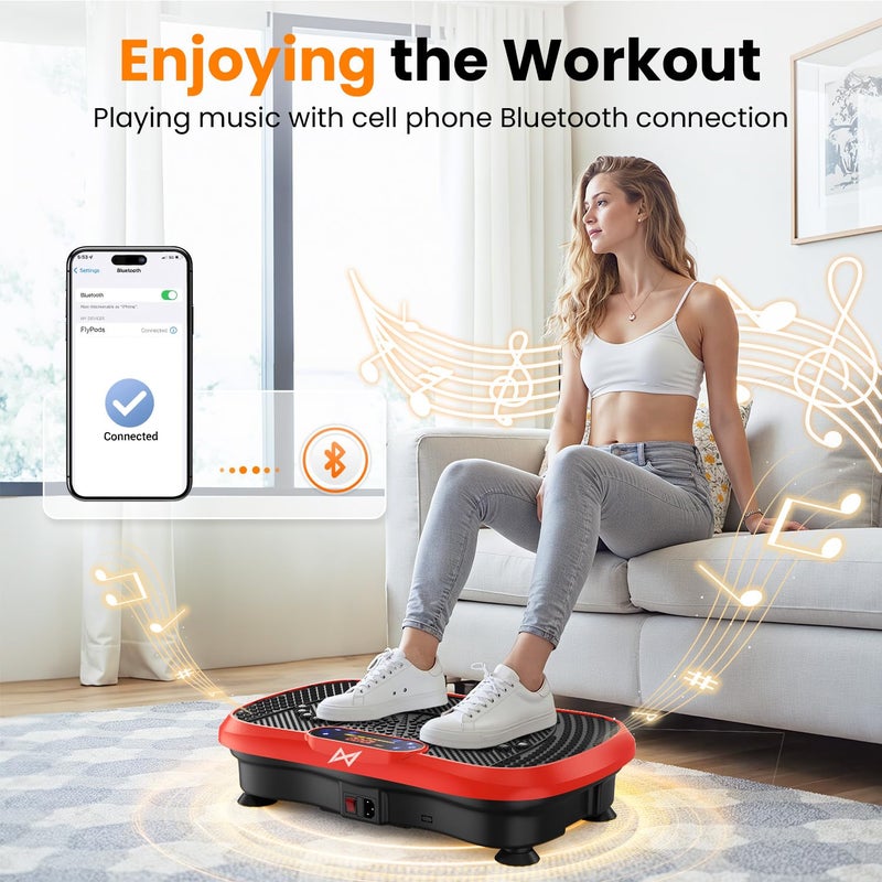 AXV Vibration Plate Fitness Platform Exercise Machine Vibrating Shaking Full Body Shaker Workout Vibrate Stand Shake Board Sport Gym for Weight Loss Fat Burner for Women Men - Image 3