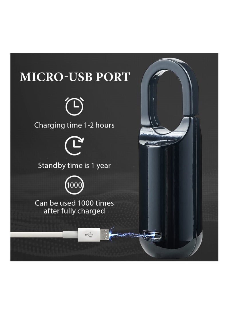 Y&D Portable Fingerprint Lock, Mini Black Padlock Long Standby Time USB Charge Keyless for Gym School Locker, House Door, Travel Luggage, Backpack  - Image 4