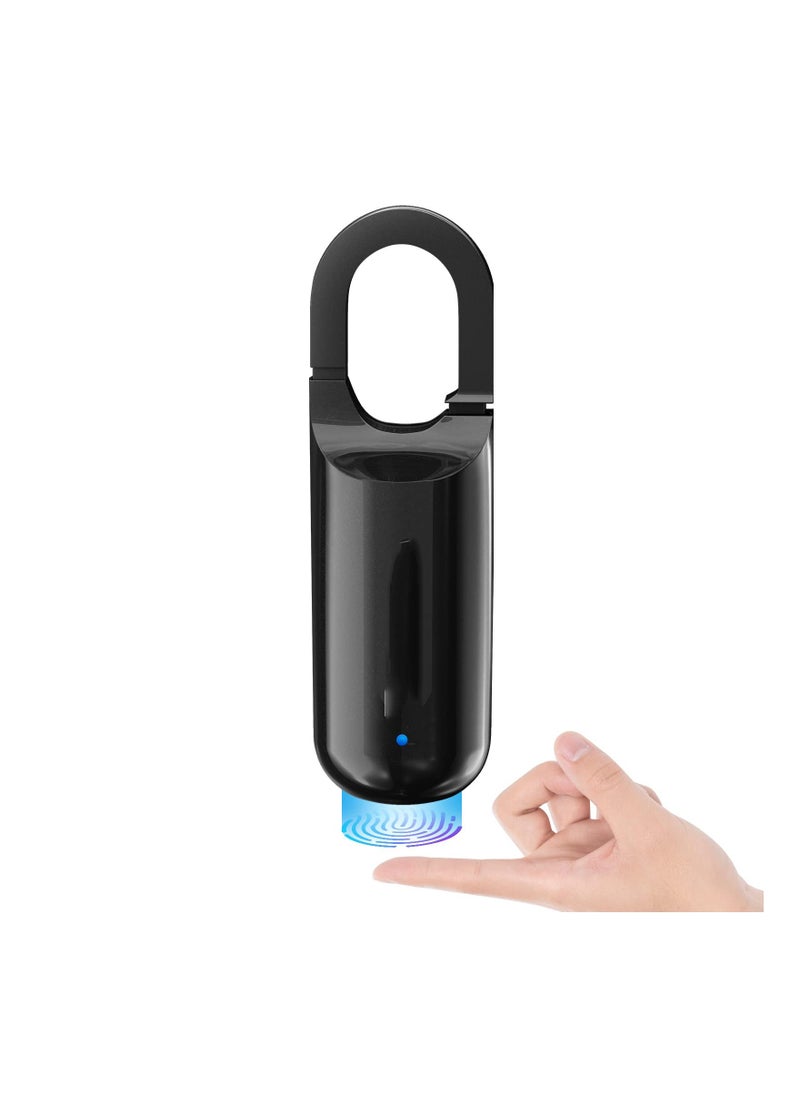 Y&D Portable Fingerprint Lock, Mini Black Padlock Long Standby Time USB Charge Keyless for Gym School Locker, House Door, Travel Luggage, Backpack  - Image 1