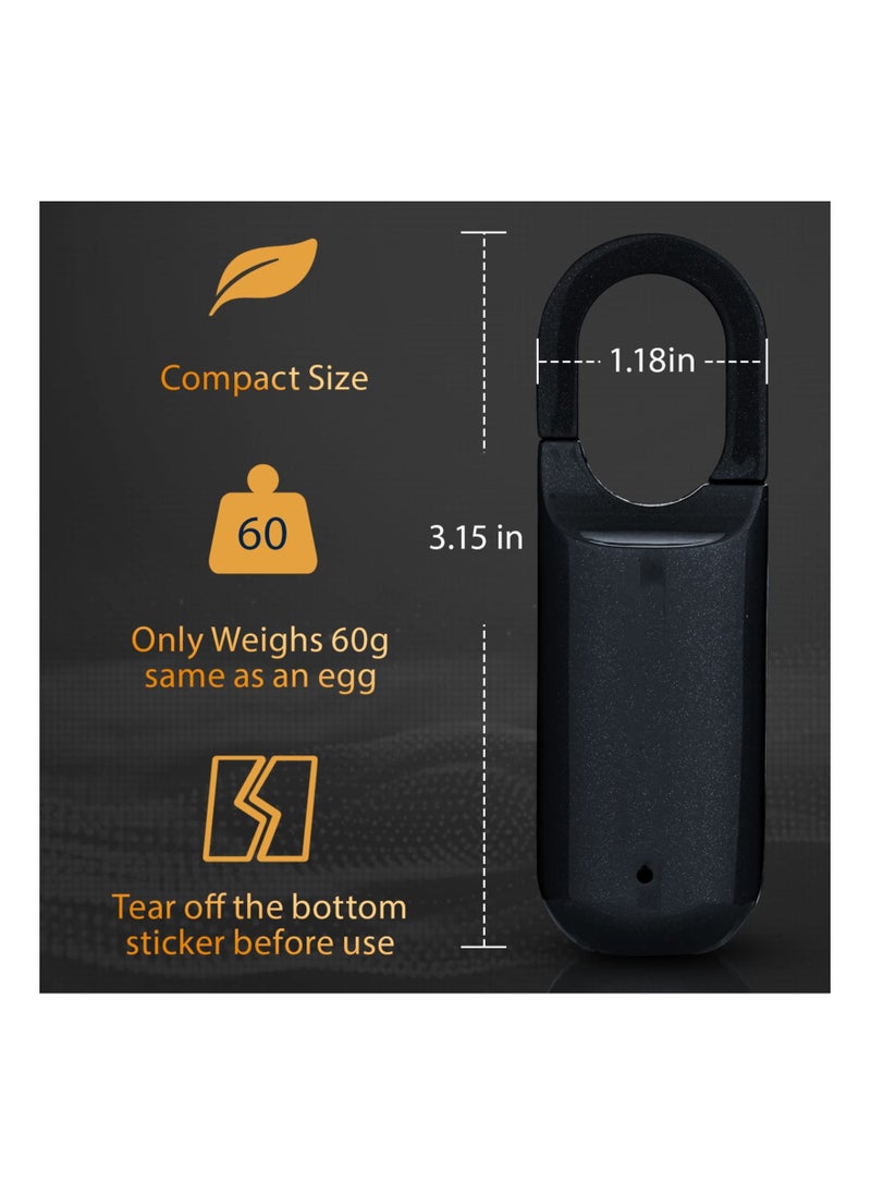 Y&D Portable Fingerprint Lock, Mini Black Padlock Long Standby Time USB Charge Keyless for Gym School Locker, House Door, Travel Luggage, Backpack  - Image 5