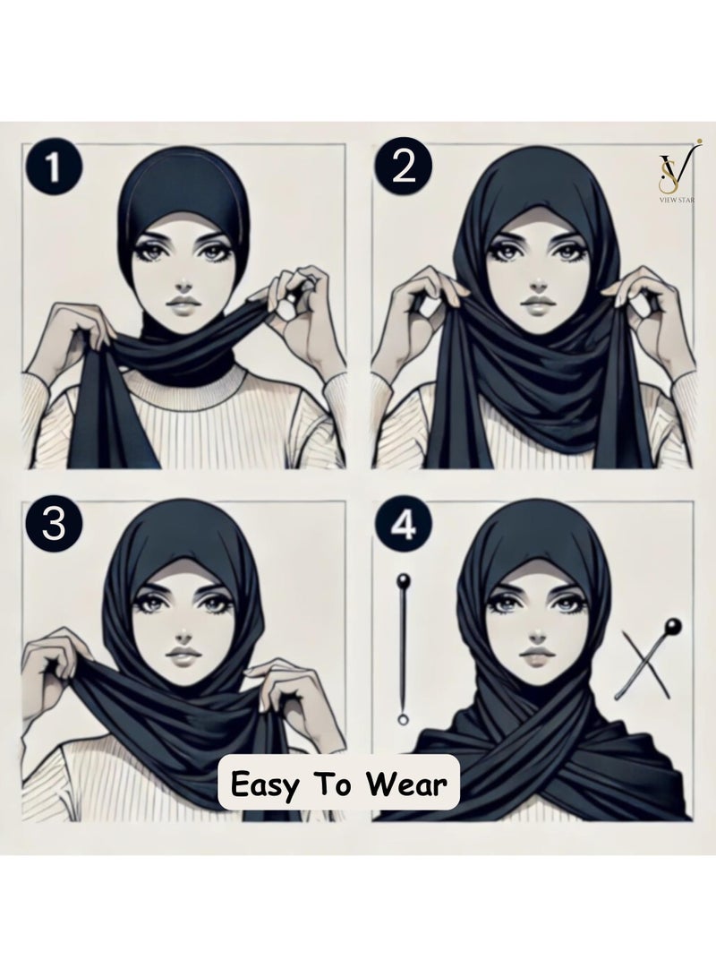 Stretchable Premium Soft Hijab Scarf–Lightweight Breathable & Elegant Headscarf-Fashionable Modest Wear for daily & Special Occasions-Scarf For Umrah fits to all - Image 3