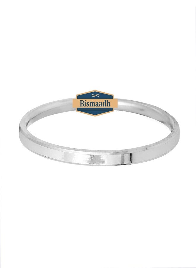 BISMAADH Sikh Punjabi Flat Kada Stainless Steel Bracelet For Men & Women 5mm Thickness, 6.7cm - Image 3