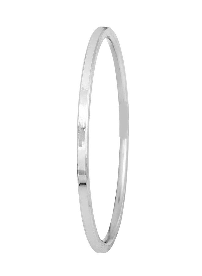 BISMAADH Sikh Punjabi Flat Kada Stainless Steel Bracelet For Men & Women 5mm Thickness, 6.7cm - Image 1