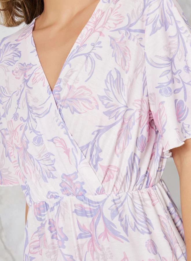 Styli Floral Print Wrap Over Nightdress