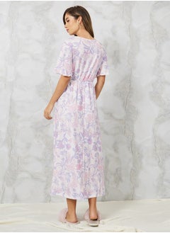 Styli Floral Print Wrap Over Nightdress  - Image 4