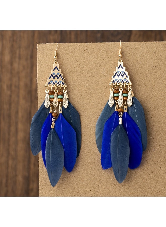 New Style Ethnic Style Tassels Feather Earrings