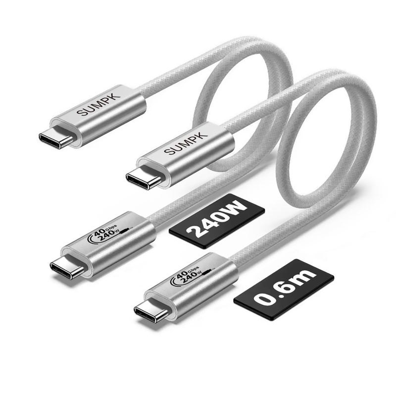 SUMPK 2FT USB 4 Cable, 240W Short C Cable Fast Charging, 40Gbps High Speed Data Transfer, 8K 60Hz Single and Dual 4K 60Hz Video Output Compatible with for iPhone 16/16 Pro/16 Plus/16 Pro Max - Image 1