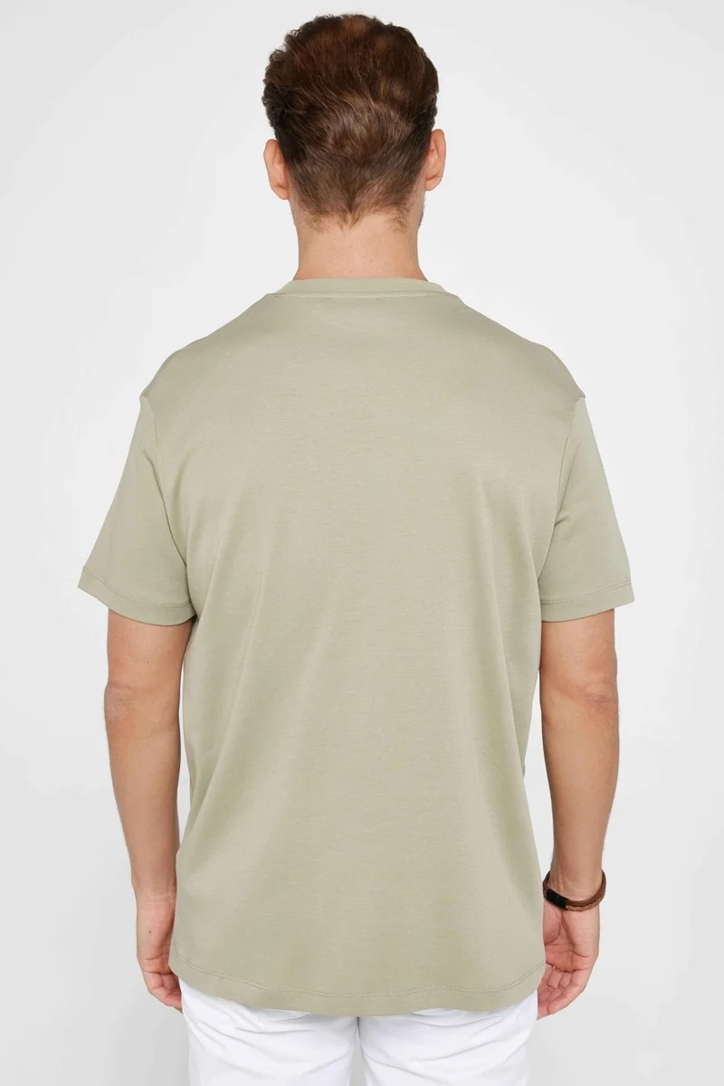 تودورس Relax Fit Comfortable Cut Cotton Soft Textured Basic Crew Neck Brown T-Shirt