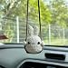 FOWSEEK Crochet Swinging Bunny Car Mirror Hanging Accessories Cute Car Decorations for Women Aesthetic Handmade Knitted Rearview Mirror Car Accessories Home Office Car Mirror Decor - Image 2