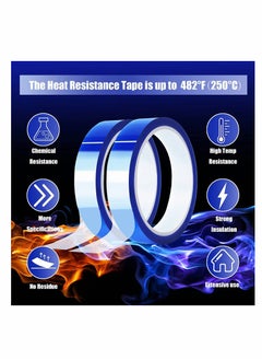 Excefore Heat Tape, High Temperature Heat Resistant Tape Heat Transfer Tape for Heat Sublimation Press Vinyl, No Residue - 2 Rolls Blue (108ft)  - Image 4