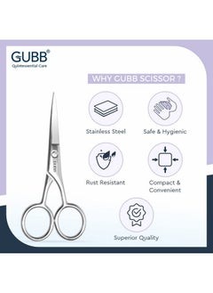 GUBB GUBB Grooming Scissor Hair Cutting, Moustache & Beard Trimming For Men & Women (Grooming Scissor (Pack Of 2), Multicolor  - Image 5