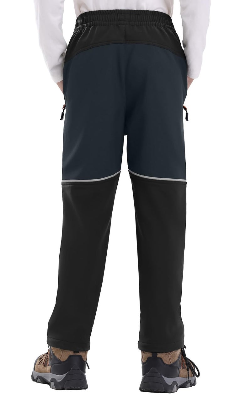 Rdruko Boys Kids Snow Ski Pants Waterproof Fleece Lined Warm Insulated Winter Pants for Outdoor Snowboard, Black, M - Image 2