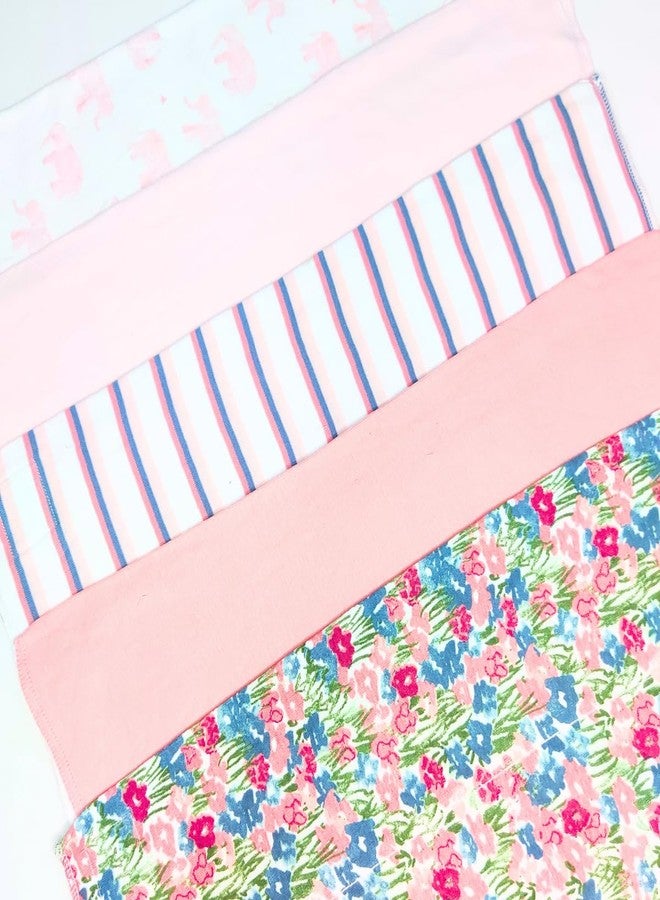 TuddyBuddy Baby Burp Cloth Towel Napkins for Baby Large 17x12 Inches, Fine Double Layer 100% Cotton (5 Pcs Burp Towels, Pink Elephants & Floral) - Image 5