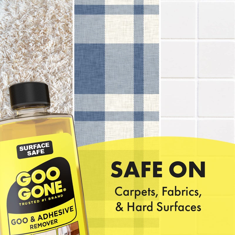 Goo Gone مزيل لاصق جوجون - 8 أونصات - مزيل لاصق آمن للأسطح يزيل بأمان الملصقات، العلامات، بقايا الشريط، العلكة، الشحوم، القار - Image 3