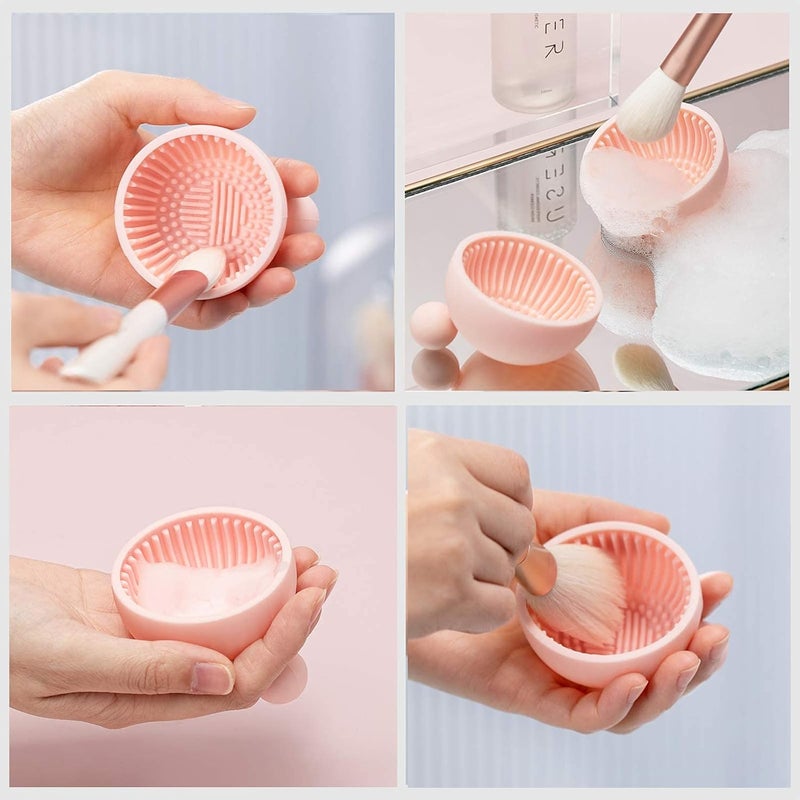 Zikra Makeup Brush Cleaner Mat, 1Pcs Silicone Makeup Cleaning Brush Scrubber Mat, Portable Cleaning Washing Tool for Cosmetic Brush(Pink) - Image 3