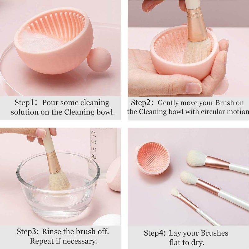Zikra Makeup Brush Cleaner Mat, 1Pcs Silicone Makeup Cleaning Brush Scrubber Mat, Portable Cleaning Washing Tool for Cosmetic Brush(Pink) - Image 4