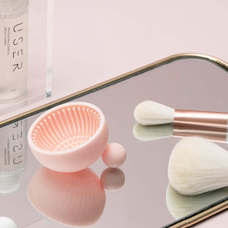 Zikra Makeup Brush Cleaner Mat, 1Pcs Silicone Makeup Cleaning Brush Scrubber Mat, Portable Cleaning Washing Tool for Cosmetic Brush(Pink) - Image 2