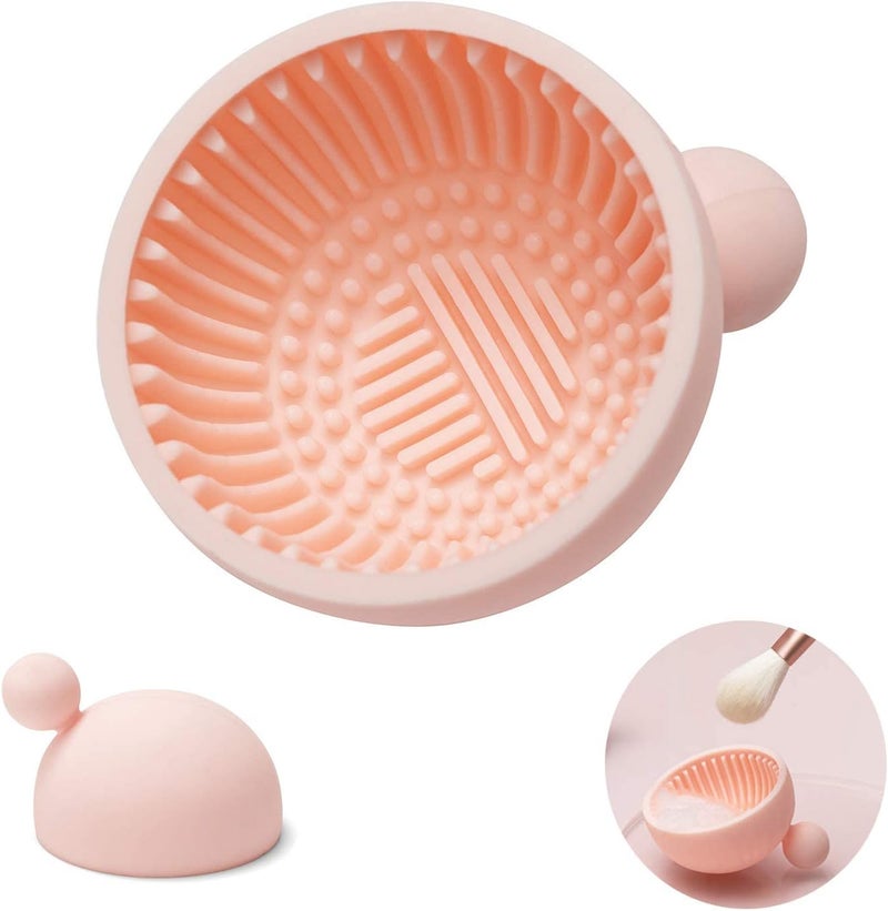 Zikra Makeup Brush Cleaner Mat, 1Pcs Silicone Makeup Cleaning Brush Scrubber Mat, Portable Cleaning Washing Tool for Cosmetic Brush(Pink) - Image 1