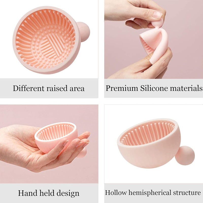 Zikra Makeup Brush Cleaner Mat, 1Pcs Silicone Makeup Cleaning Brush Scrubber Mat, Portable Cleaning Washing Tool for Cosmetic Brush(Pink) - Image 5