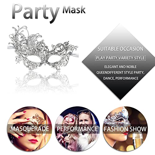IncreDecor Couple Masquerade Lace Mask Set, Fit for Women & Men Venetian Halloween Masks, Specially for Costume, Mardi Gras (Black Silver Couples) - Image 5