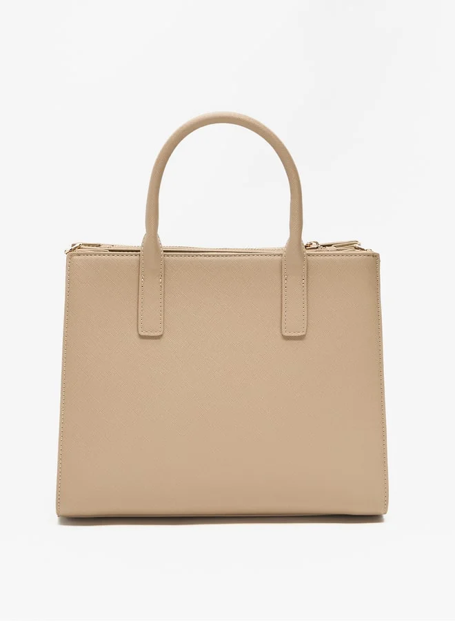 Flora Bella By Shoexpress Women Solid Tote Bag with Detachable Strap and Zip Closure