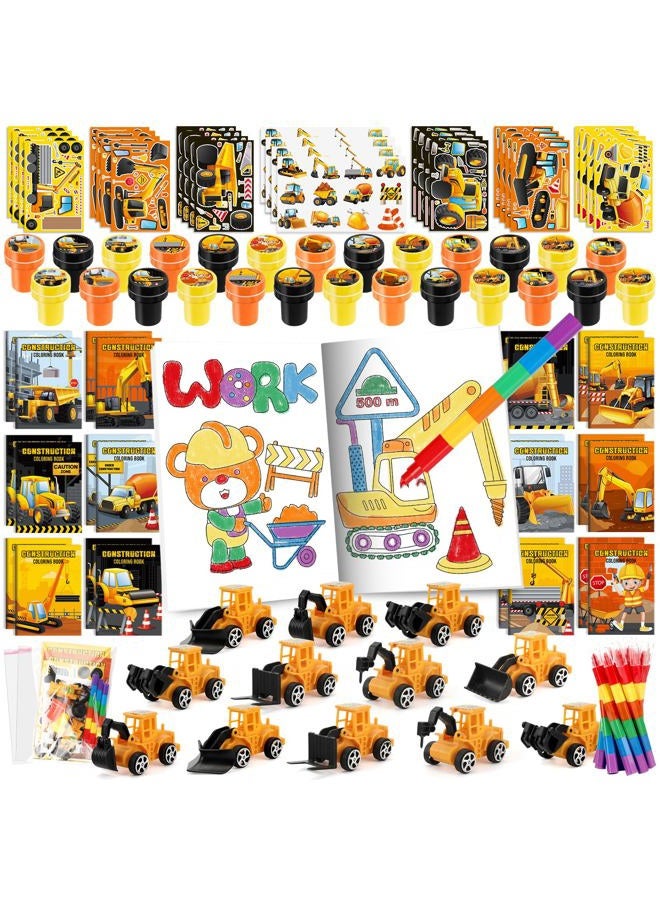 BenLouis 168Pcs Construction Party Favors Excavator Theme Coloring Books Crayons Sticker Set Bulk for Kids Construction Birthday Goodie Bag Stuffer Classroom Gifts Rewards Craft Pinata Fillers - Image 1
