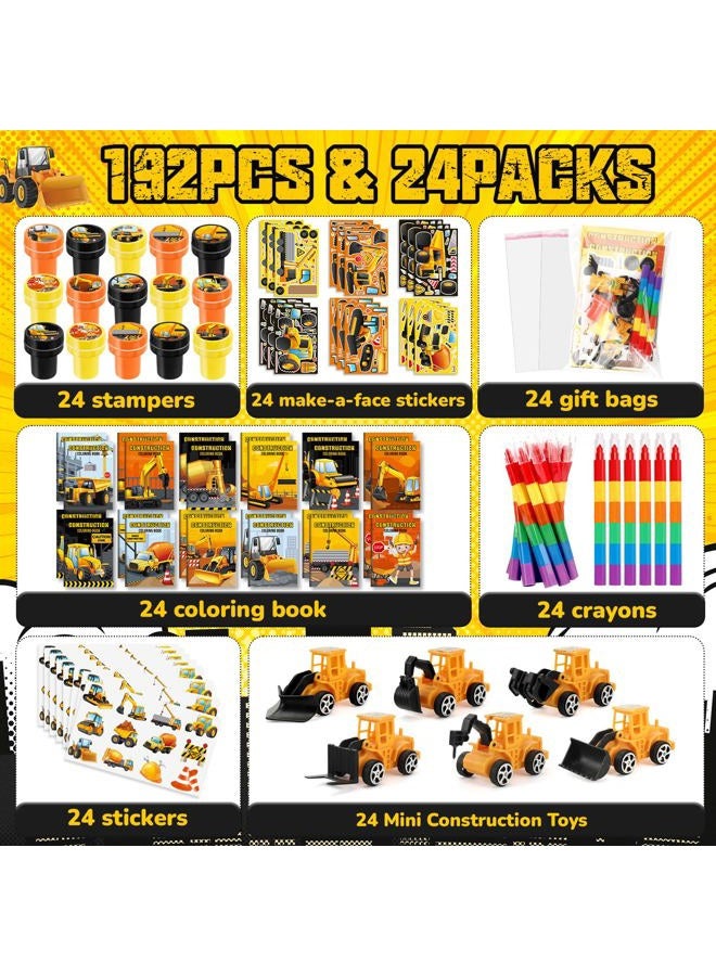 BenLouis 168Pcs Construction Party Favors Excavator Theme Coloring Books Crayons Sticker Set Bulk for Kids Construction Birthday Goodie Bag Stuffer Classroom Gifts Rewards Craft Pinata Fillers - Image 2