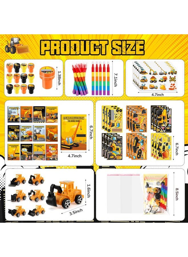 BenLouis 168Pcs Construction Party Favors Excavator Theme Coloring Books Crayons Sticker Set Bulk for Kids Construction Birthday Goodie Bag Stuffer Classroom Gifts Rewards Craft Pinata Fillers - Image 3