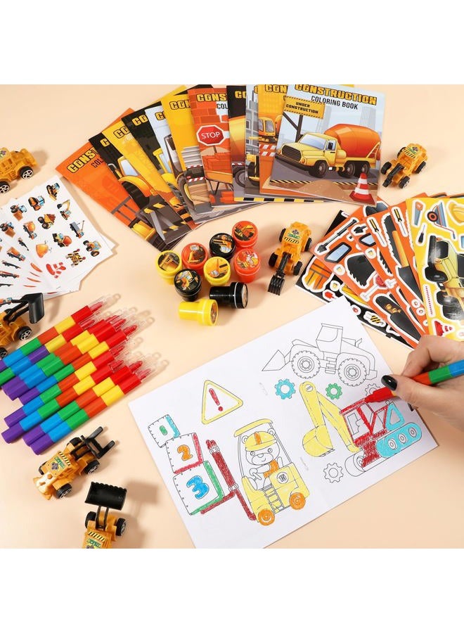 BenLouis 168Pcs Construction Party Favors Excavator Theme Coloring Books Crayons Sticker Set Bulk for Kids Construction Birthday Goodie Bag Stuffer Classroom Gifts Rewards Craft Pinata Fillers - Image 4