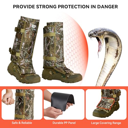 GearOZ Snake Gaiters Snake Chaps, Waterproof Lower Legs Snake Guards, Snake Bite Protective Gaiters, Anti-Snake Boots for Men/Women, Adjustable Size for Hunting/Hiking/Farm Working, Camo - Image 3