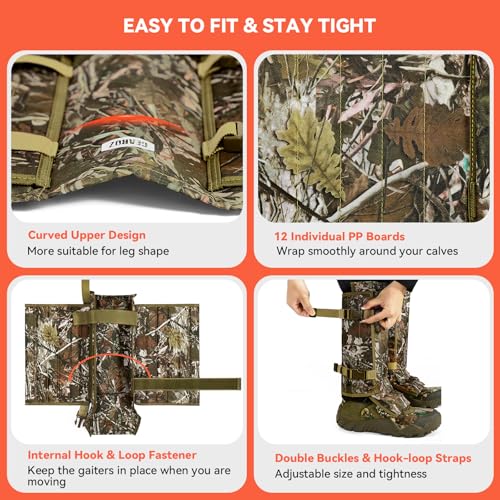 GearOZ Snake Gaiters Snake Chaps, Waterproof Lower Legs Snake Guards, Snake Bite Protective Gaiters, Anti-Snake Boots for Men/Women, Adjustable Size for Hunting/Hiking/Farm Working, Camo - Image 5