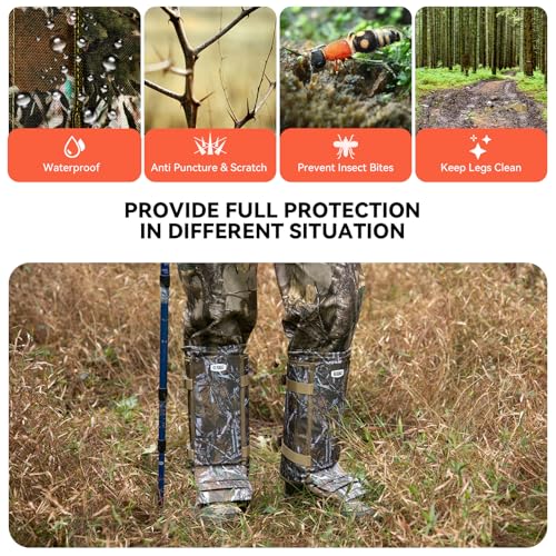 GearOZ Snake Gaiters Snake Chaps, Waterproof Lower Legs Snake Guards, Snake Bite Protective Gaiters, Anti-Snake Boots for Men/Women, Adjustable Size for Hunting/Hiking/Farm Working, Camo - Image 4