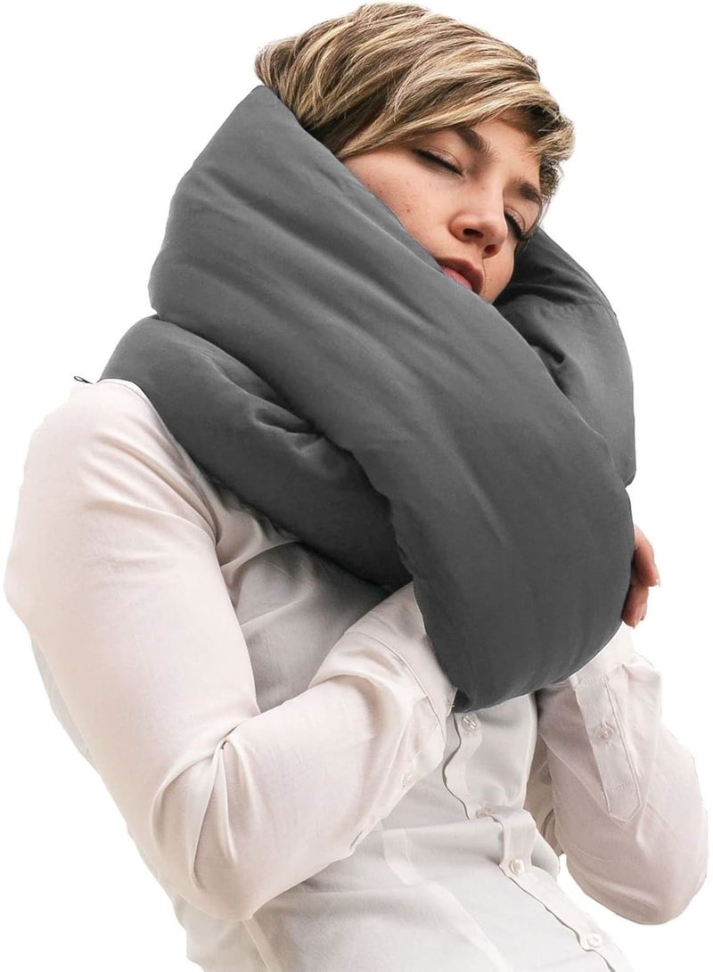 Zikra nfinity Pillow - Home Travel Soft Neck Scarf Support Sleep for Flights Train (Grey) - Image 1