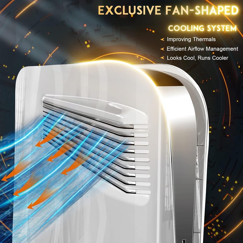 SIKEMAY ألواح لجهاز PlayStation 5 إصدار القرص، غلاف لوحة الوجه مع فتحات التبريد، إكسسوارات وحدة التحكم الواقية المقاومة للصدمات من مادة ABS، غلاف جلد لوحة الوجه (فضي) - Image 2