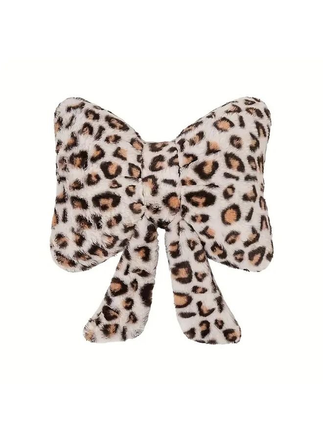 Grey Leopard Print Bow Tie Vintage Style Polyester Decorative Throw Pillow - Image 1