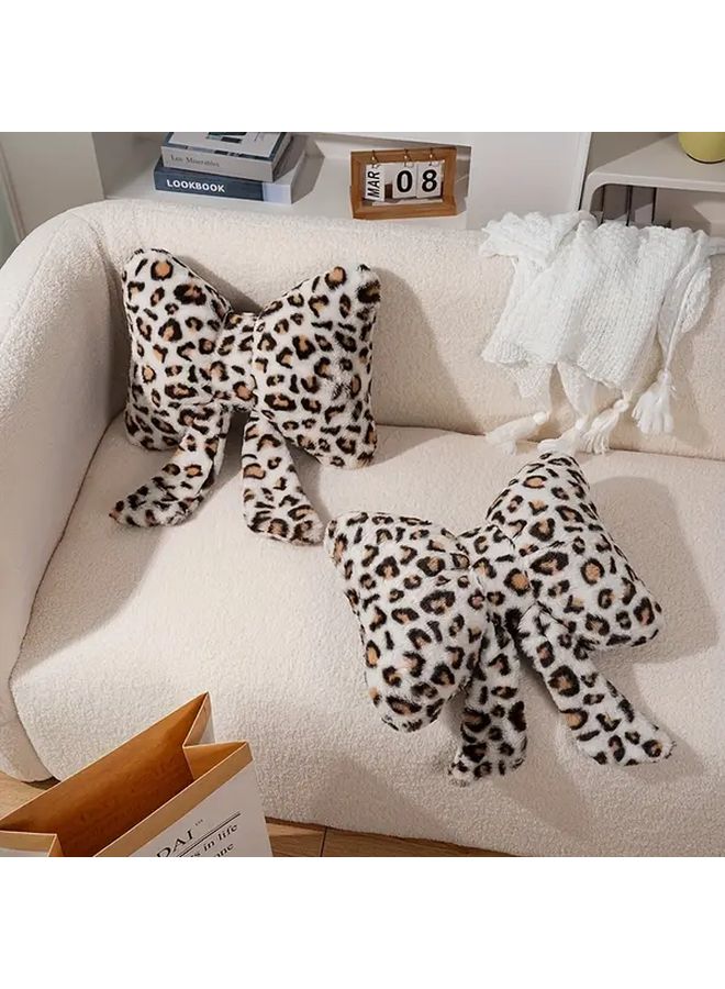 Grey Leopard Print Bow Tie Vintage Style Polyester Decorative Throw Pillow - Image 3