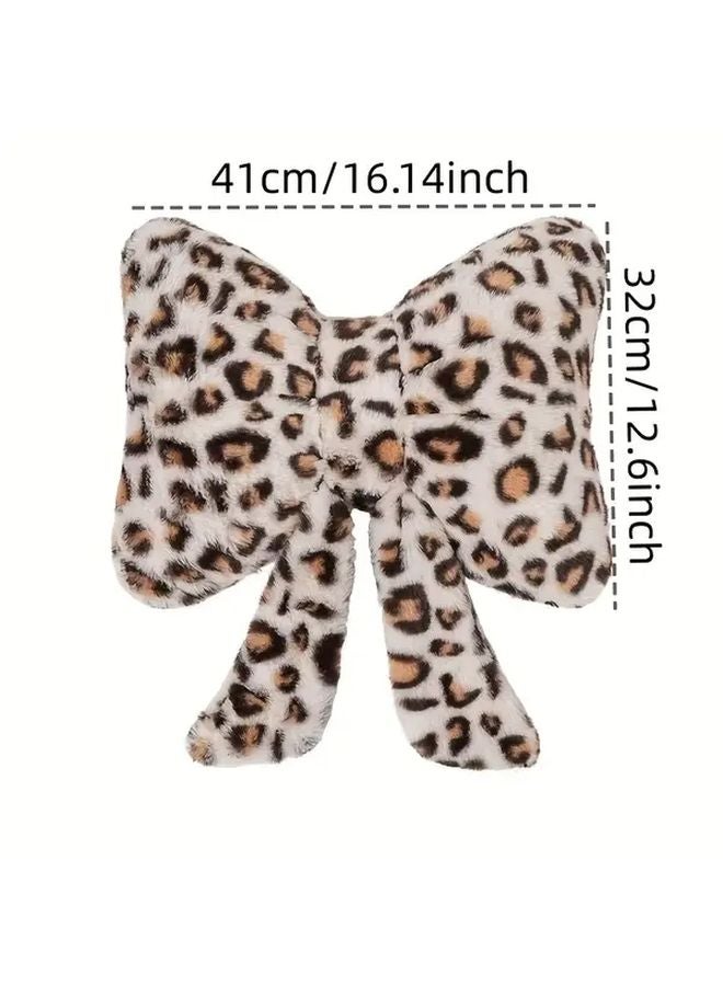 Grey Leopard Print Bow Tie Vintage Style Polyester Decorative Throw Pillow - Image 4