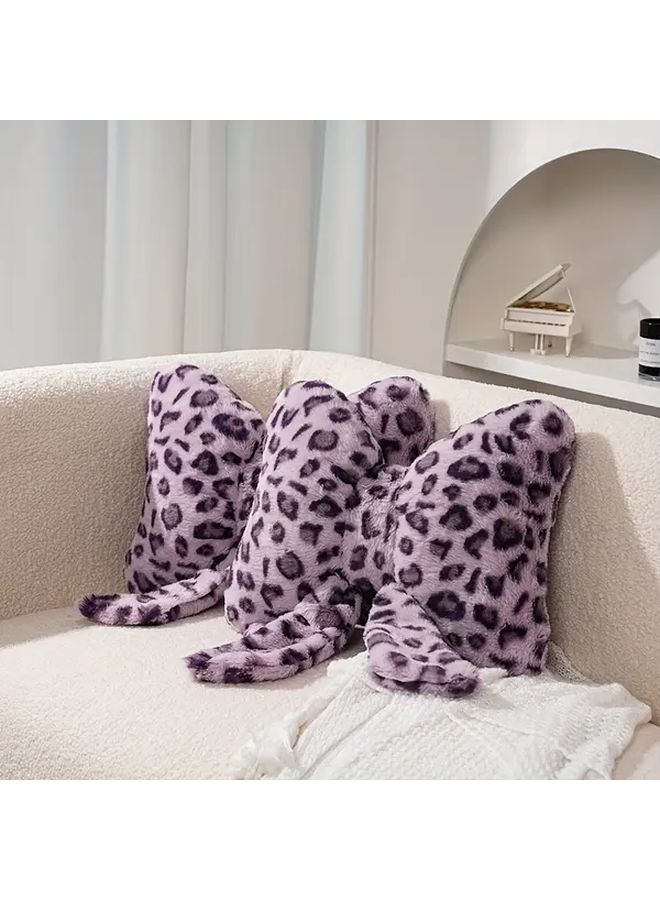 Grey Leopard Print Bow Tie Vintage Style Polyester Decorative Throw Pillow - Image 5